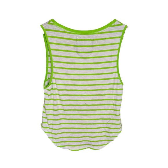 Abercrombie & Fitch Neon Green Striped Tank Top XS Logo Pocket Preppy Y2K Beachy - Picture 2 of 10